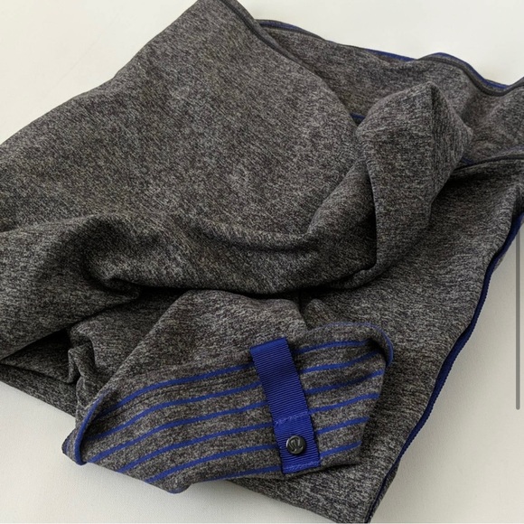 lululemon Vinyasa Scarf Parallel Stripe Pigment Blue Heathered Black Gray Snap - Picture 5 of 5